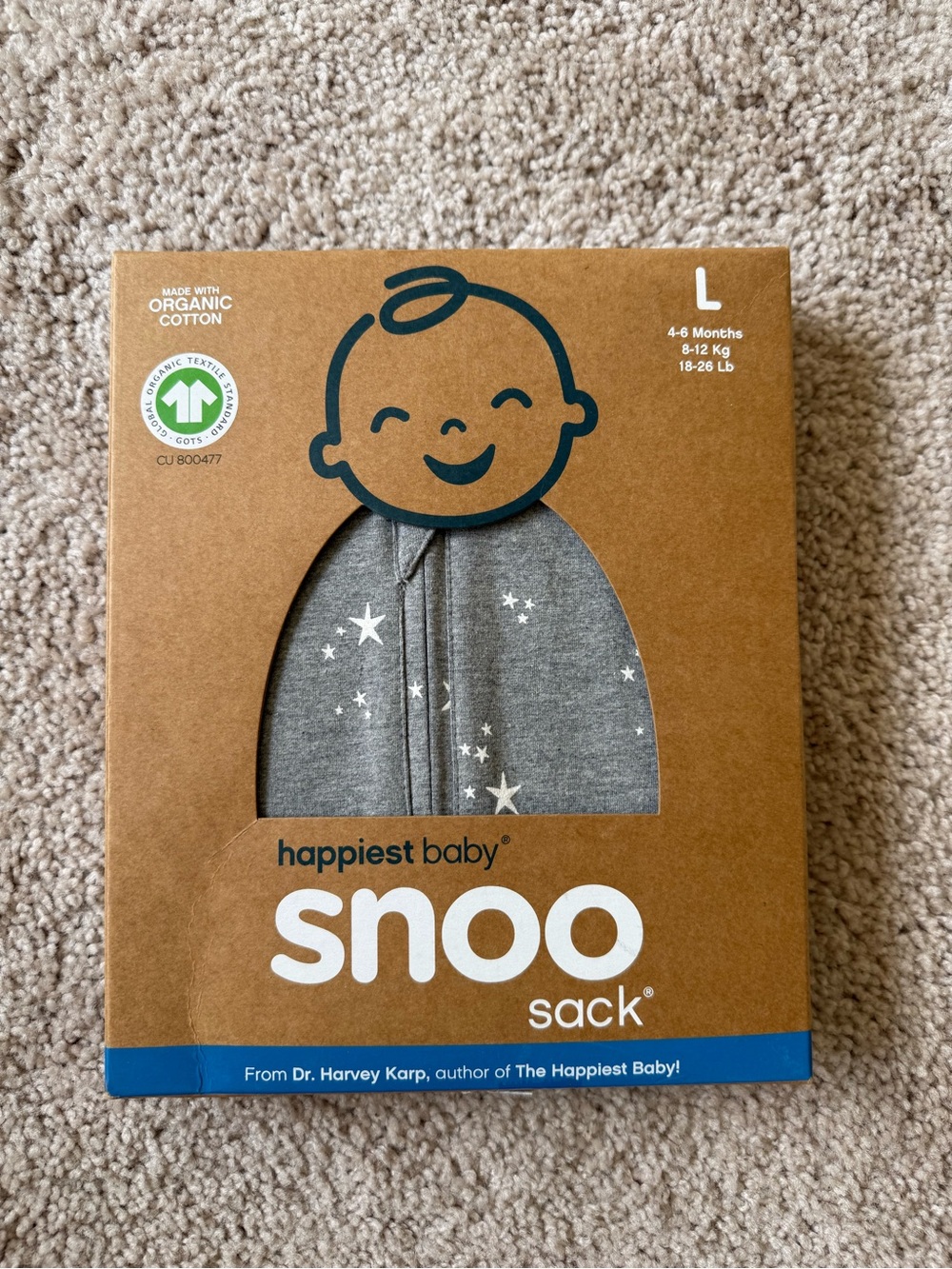 happiest baby Snoo Sack Baby Sleep Sack - Gray with Stars